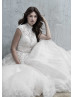 Cap Sleeve High Neck Beaded Ivory Lace Tulle Wedding Dress